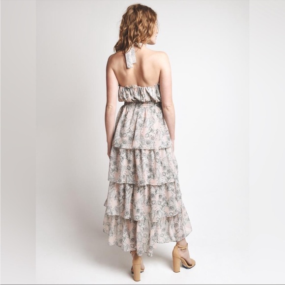 MISA Los Angeles Pink Floral Valeria Halter Midi Dress - Picture 4 of 10